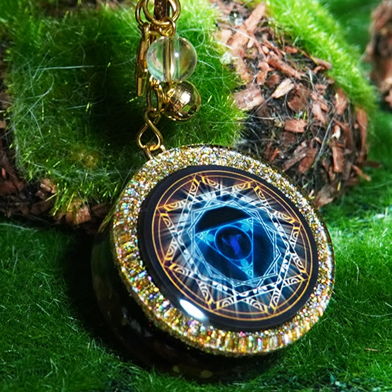 Collier Orgone Cube de Métatron Obsidienne Olivenorma 