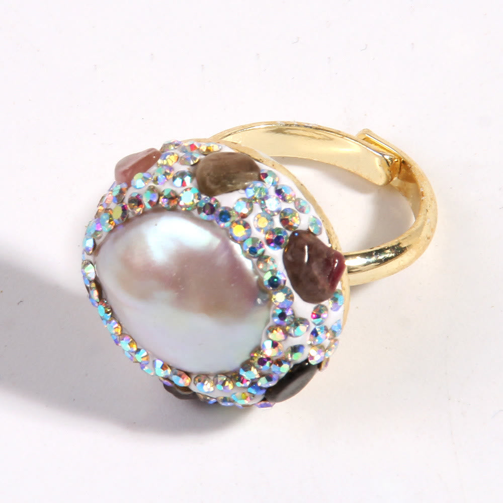 Ensemble de bijoux en perles d'eau douce morganite et tourmaline Olivenorma