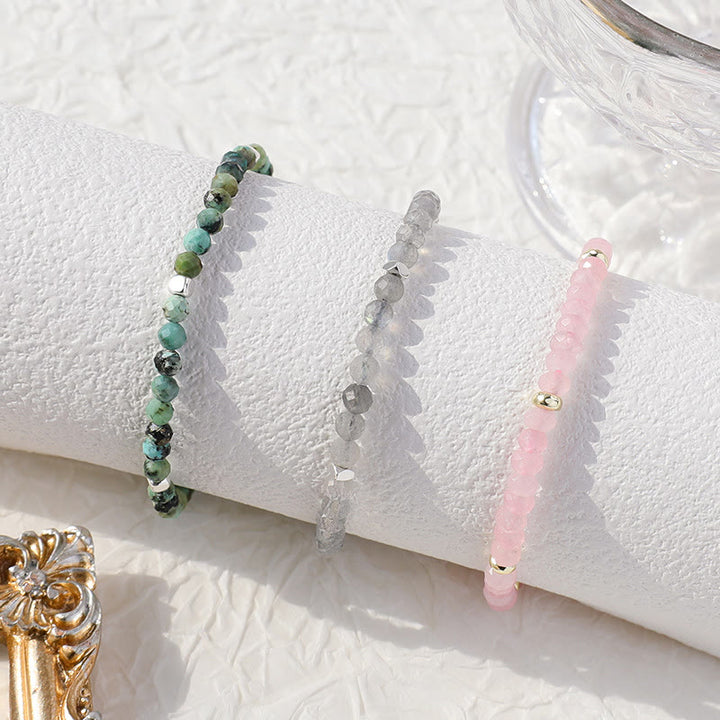 Bracelet Olivenorma en acier titane avec perles rondes de 4 mm