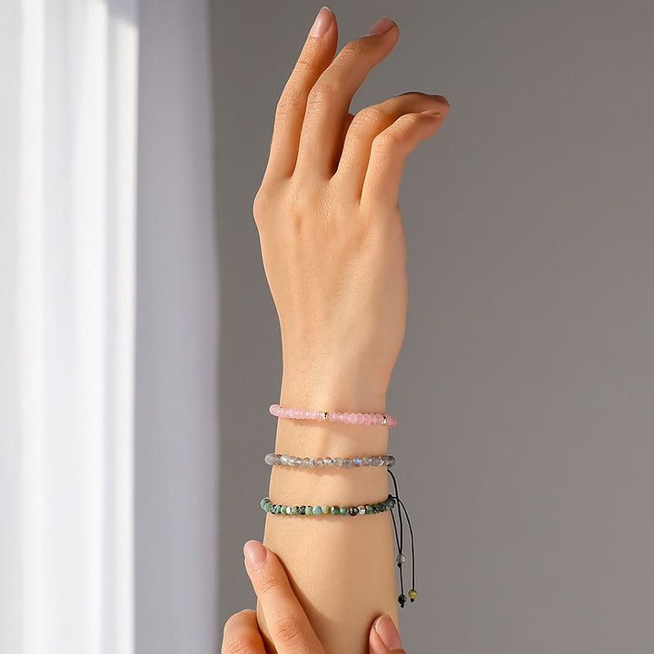 Bracelet Olivenorma en acier titane avec perles rondes de 4 mm
