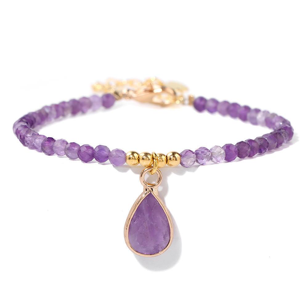 Bracelet pendentif goutte d'eau en perles de pierre naturelle Olivenorma 