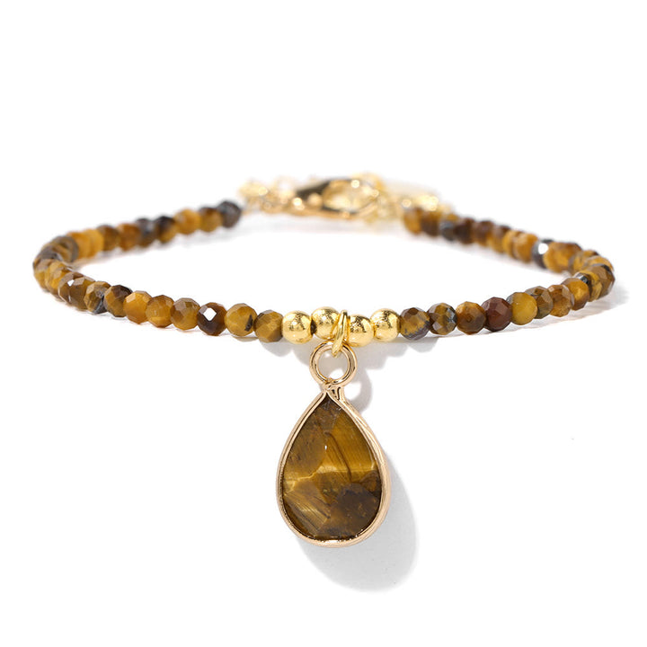 Bracelet pendentif goutte d'eau en perles de pierre naturelle Olivenorma 