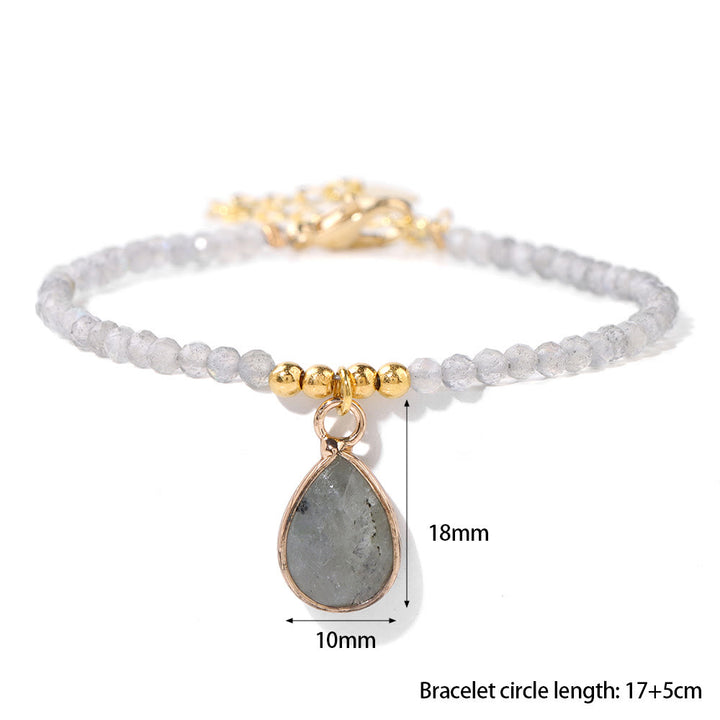 Bracelet pendentif goutte d'eau en perles de pierre naturelle Olivenorma 