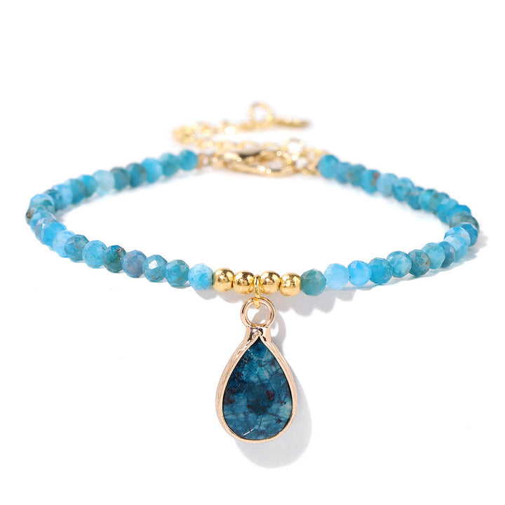 Bracelet pendentif goutte d'eau en perles de pierre naturelle Olivenorma 
