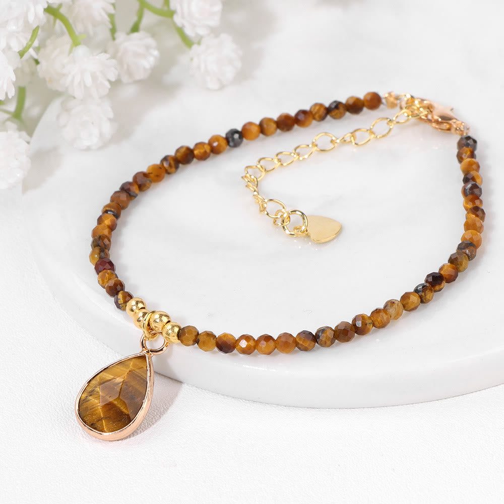 Bracelet pendentif goutte d'eau en perles de pierre naturelle Olivenorma 