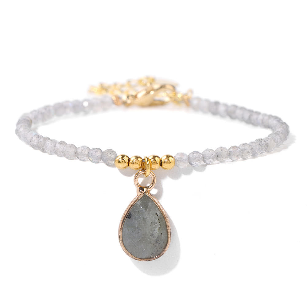 Bracelet pendentif goutte d'eau en perles de pierre naturelle Olivenorma 