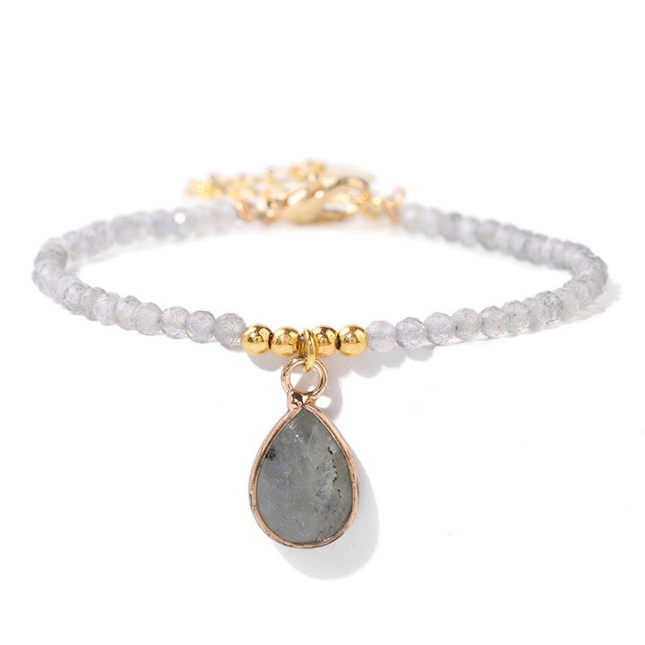 Bracelet pendentif goutte d'eau en perles de pierre naturelle Olivenorma 