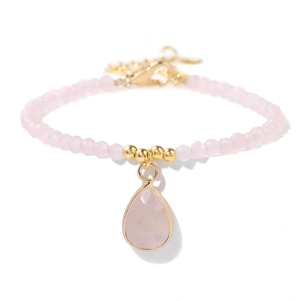 Bracelet pendentif goutte d'eau en perles de pierre naturelle Olivenorma 