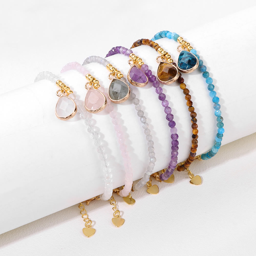 Bracelet pendentif goutte d'eau en perles de pierre naturelle Olivenorma 