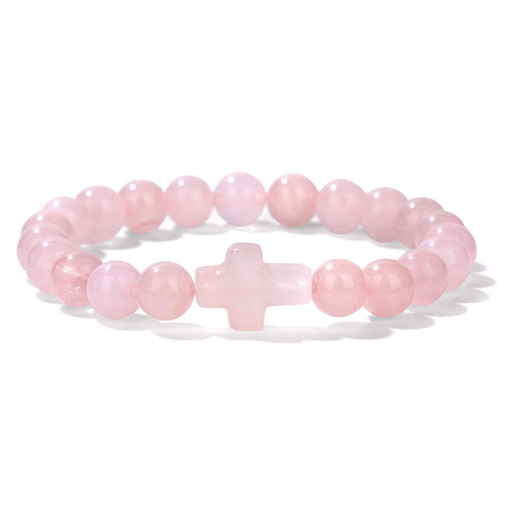 Bracelet pendentif croix en perles de cristal naturel Olivenorma