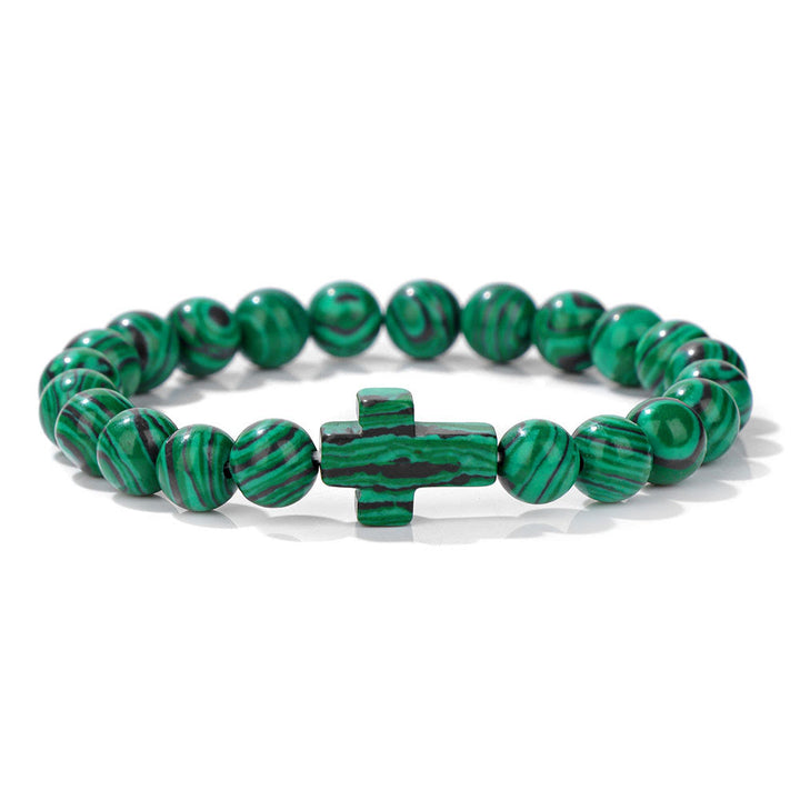 Bracelet pendentif croix en perles de cristal naturel Olivenorma
