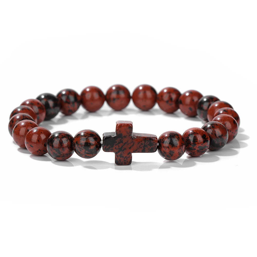 Bracelet pendentif croix en perles de cristal naturel Olivenorma