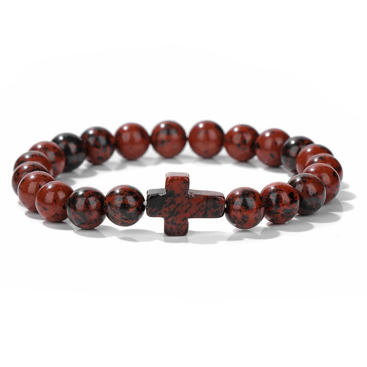 Bracelet pendentif croix en perles de cristal naturel Olivenorma