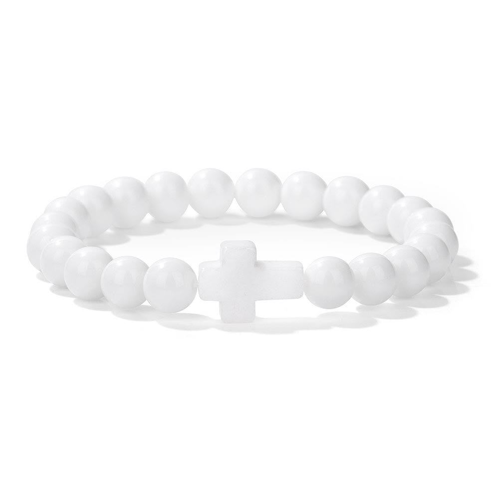 Bracelet pendentif croix en perles de cristal naturel Olivenorma