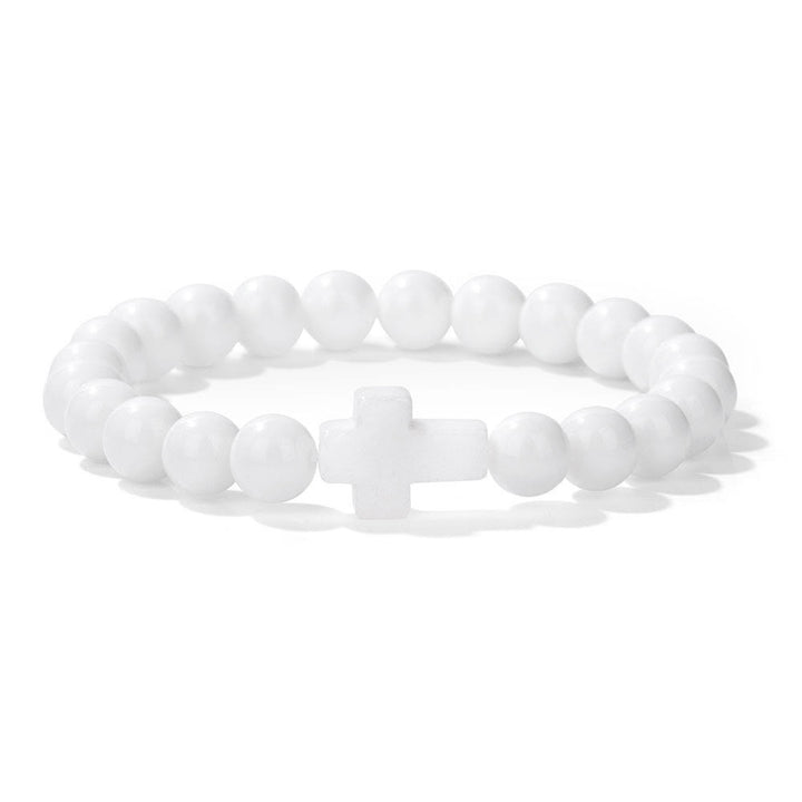 Bracelet pendentif croix en perles de cristal naturel Olivenorma