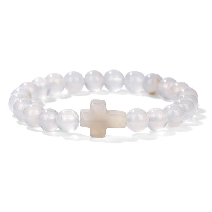 Bracelet pendentif croix en perles de cristal naturel Olivenorma