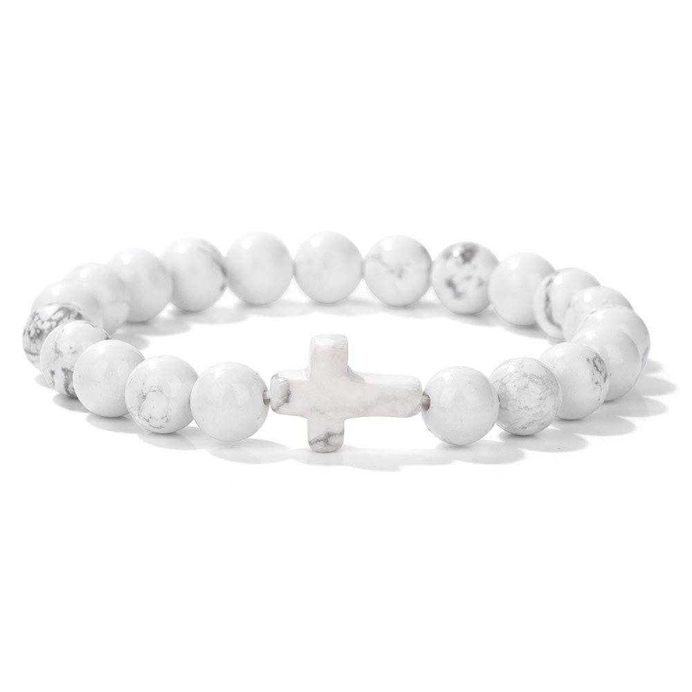 Bracelet pendentif croix en perles de cristal naturel Olivenorma