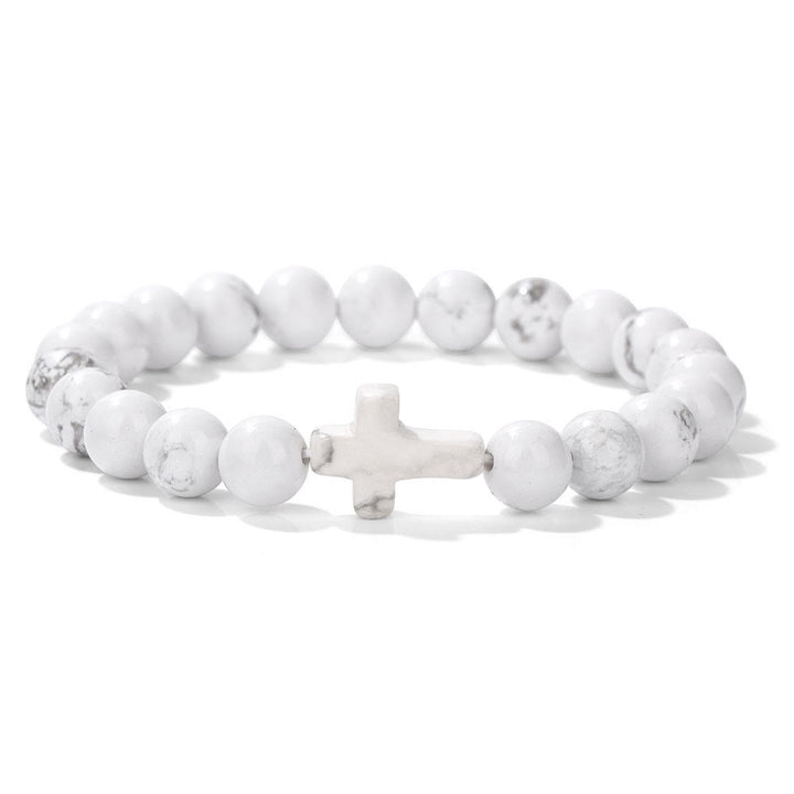 Bracelet pendentif croix en perles de cristal naturel Olivenorma