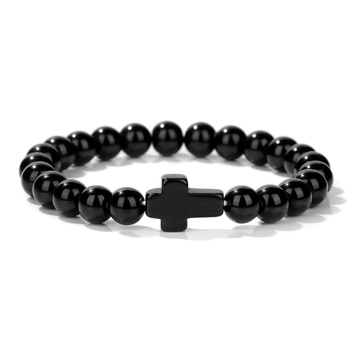 Bracelet pendentif croix en perles de cristal naturel Olivenorma