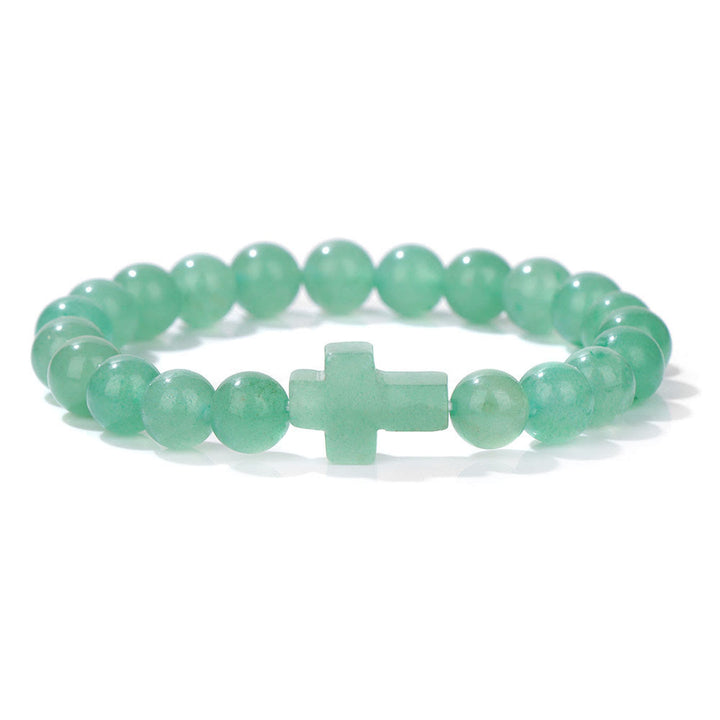 Bracelet pendentif croix en perles de cristal naturel Olivenorma