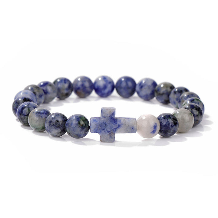 Bracelet pendentif croix en perles de cristal naturel Olivenorma
