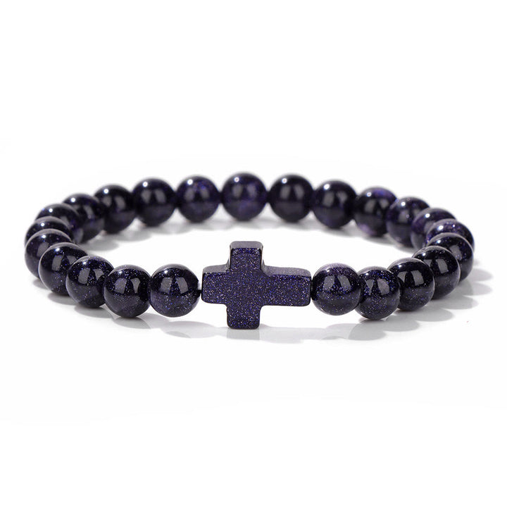Bracelet pendentif croix en perles de cristal naturel Olivenorma