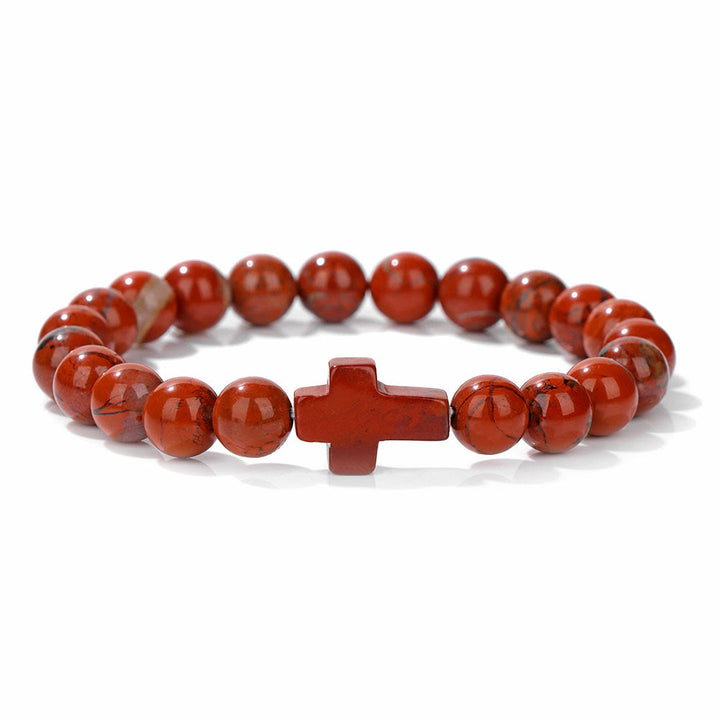 Bracelet pendentif croix en perles de cristal naturel Olivenorma