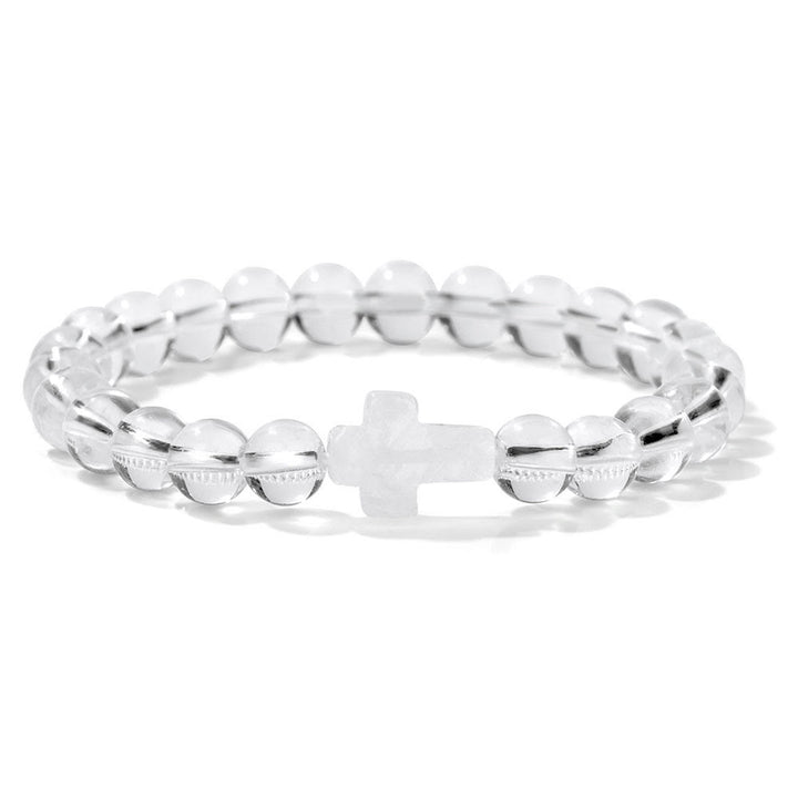 Bracelet pendentif croix en perles de cristal naturel Olivenorma