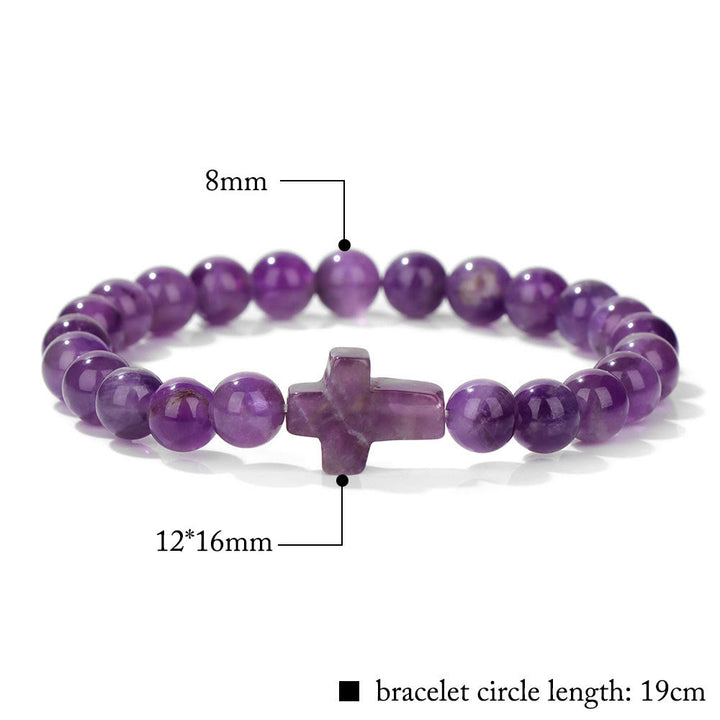 Bracelet pendentif croix en perles de cristal naturel Olivenorma