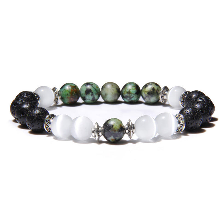 Bracelet homme en perles de pierre œil de chat naturel Olivenorma 