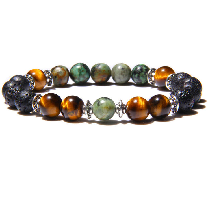 Bracelet homme en perles de pierre œil de chat naturel Olivenorma 