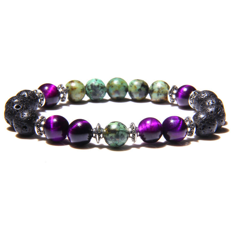 Bracelet homme en perles de pierre œil de chat naturel Olivenorma 