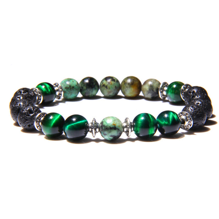Bracelet homme en perles de pierre œil de chat naturel Olivenorma 