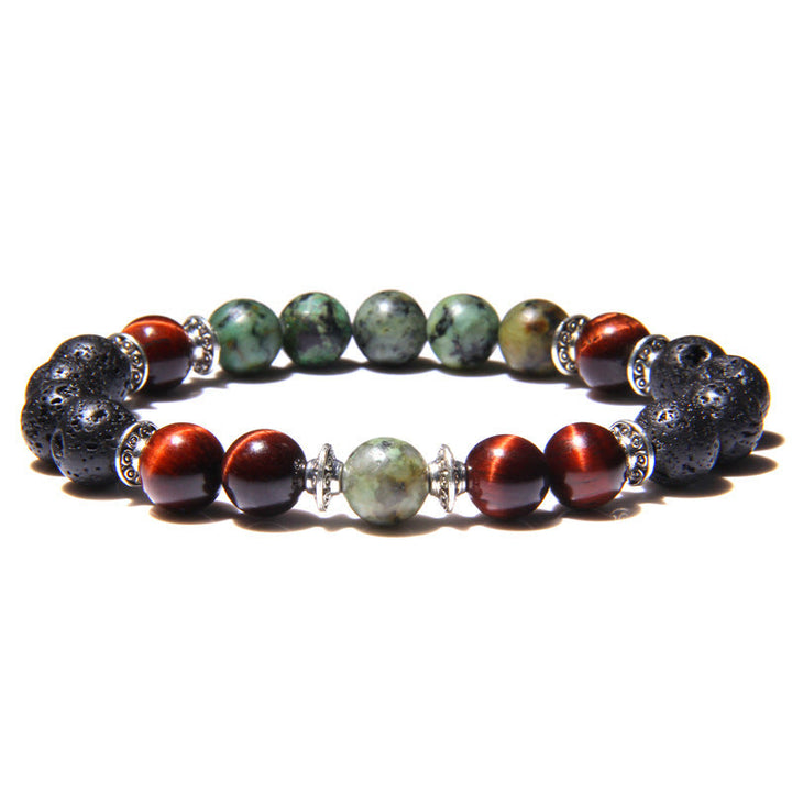 Bracelet homme en perles de pierre œil de chat naturel Olivenorma 