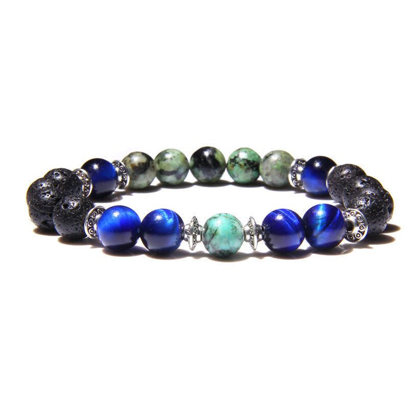 Bracelet homme en perles de pierre œil de chat naturel Olivenorma 
