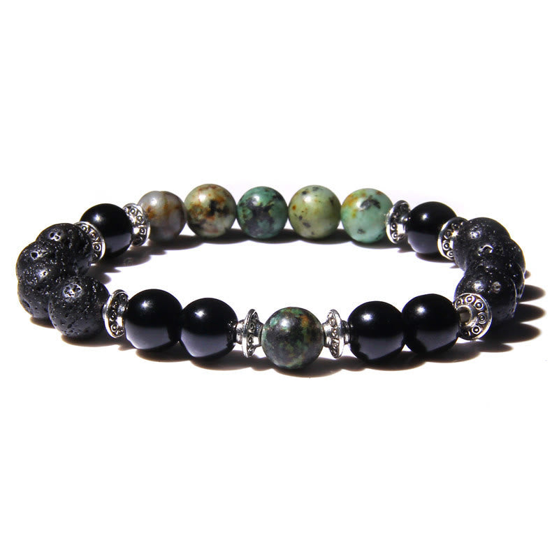 Bracelet homme en perles de pierre œil de chat naturel Olivenorma 