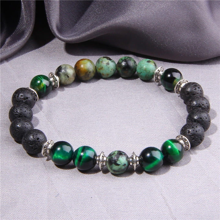 Bracelet homme en perles de pierre œil de chat naturel Olivenorma 