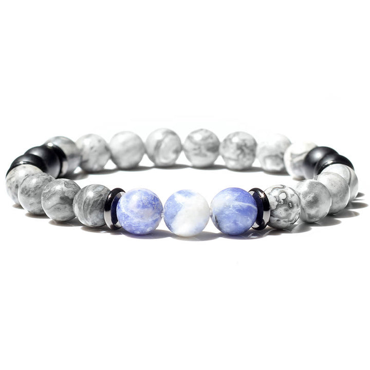 Bracelet en perles de jaspe gris naturel Olivenorma 