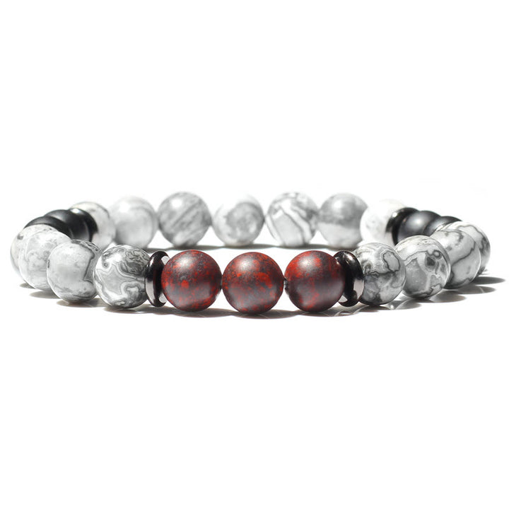 Bracelet en perles de jaspe gris naturel Olivenorma 
