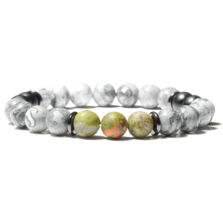 Bracelet en perles de jaspe gris naturel Olivenorma 