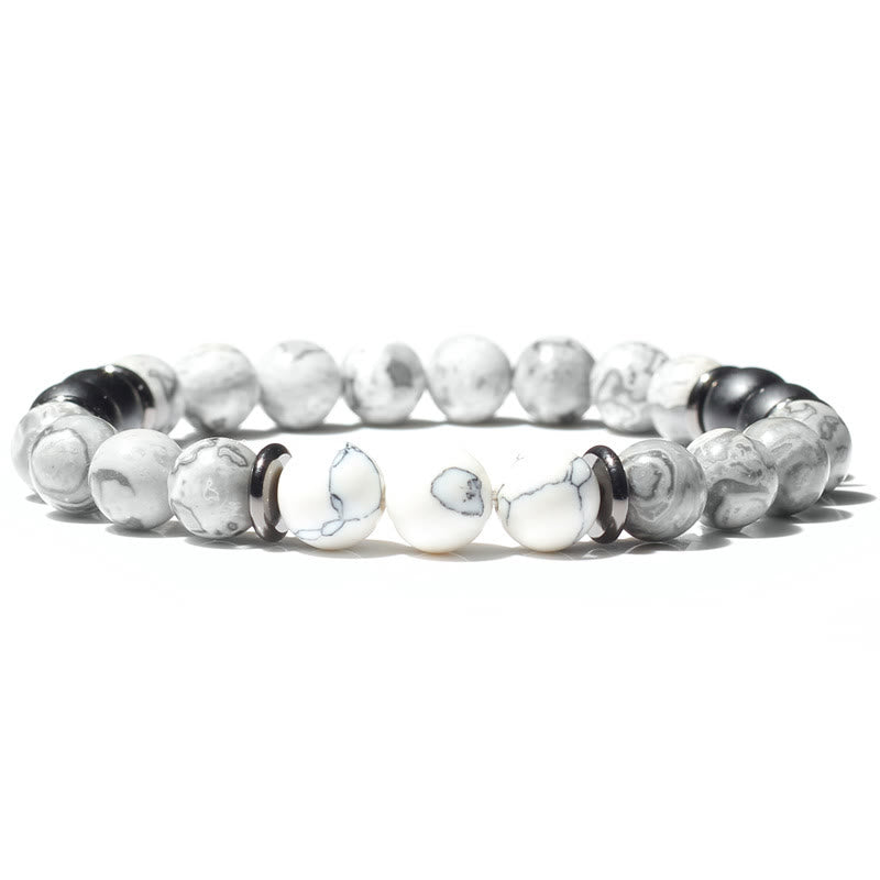 Bracelet en perles de jaspe gris naturel Olivenorma 