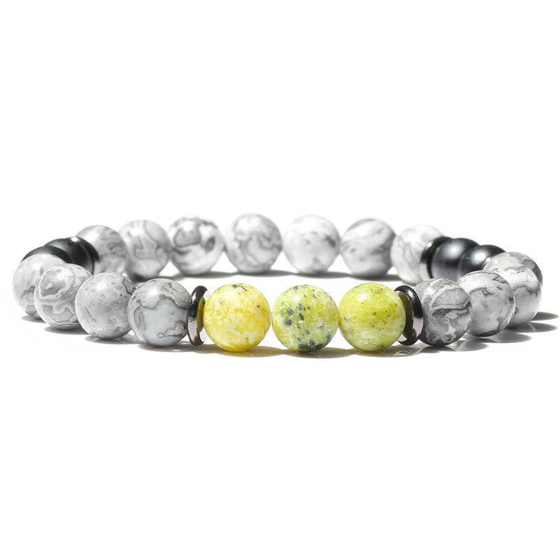 Bracelet en perles de jaspe gris naturel Olivenorma 