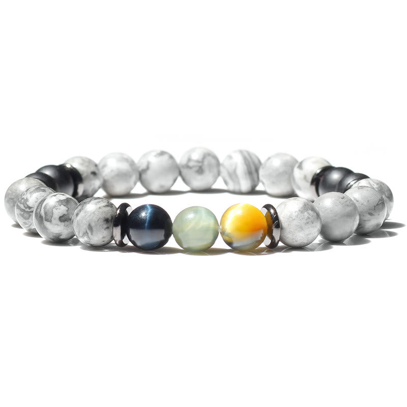 Bracelet en perles de jaspe gris naturel Olivenorma 