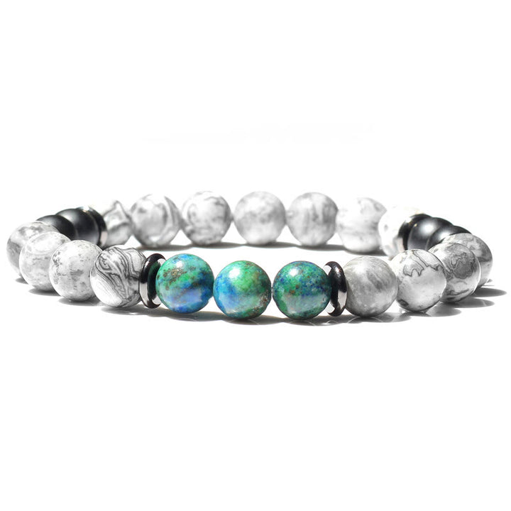 Bracelet en perles de jaspe gris naturel Olivenorma 