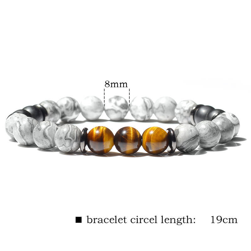 Bracelet en perles de jaspe gris naturel Olivenorma 