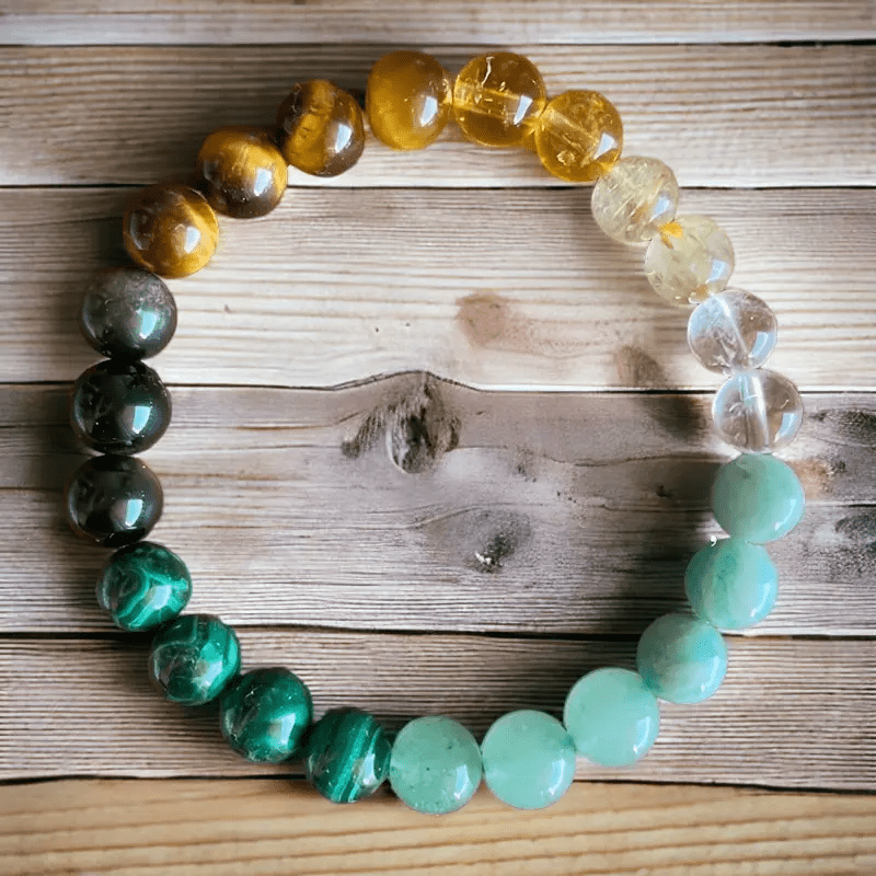 Bracelet d'argent en malachite et œil de tigre Olivenorma