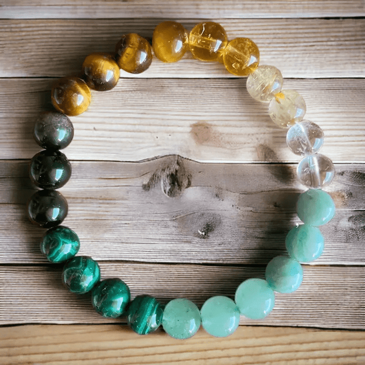 Bracelet d'argent en malachite et œil de tigre Olivenorma