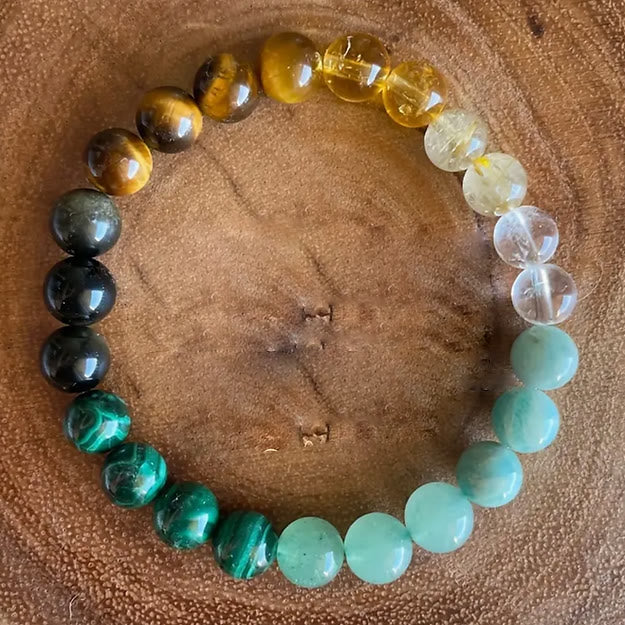 Bracelet d'argent en malachite et œil de tigre Olivenorma