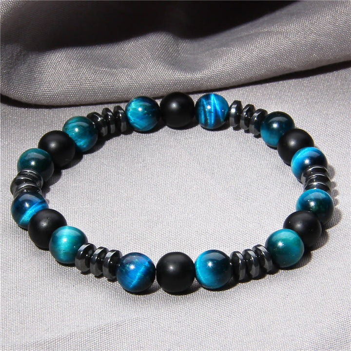 Bracelet en perles de pierre d'oeil de tigre en hématite naturelle Olivenorma