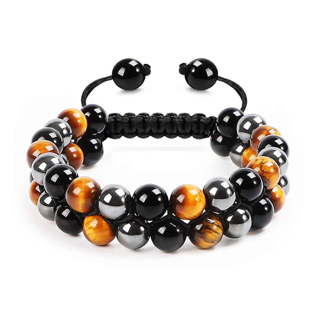 Bracelet Olivenorma pour homme en perles d'hématite et œil de tigre vert